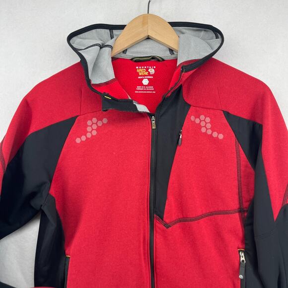 MOUNTAIN HARDWEAR Jacket Mens M Fleece Full Zip Hoodie Thumbholes Red - Picture 3 of 15